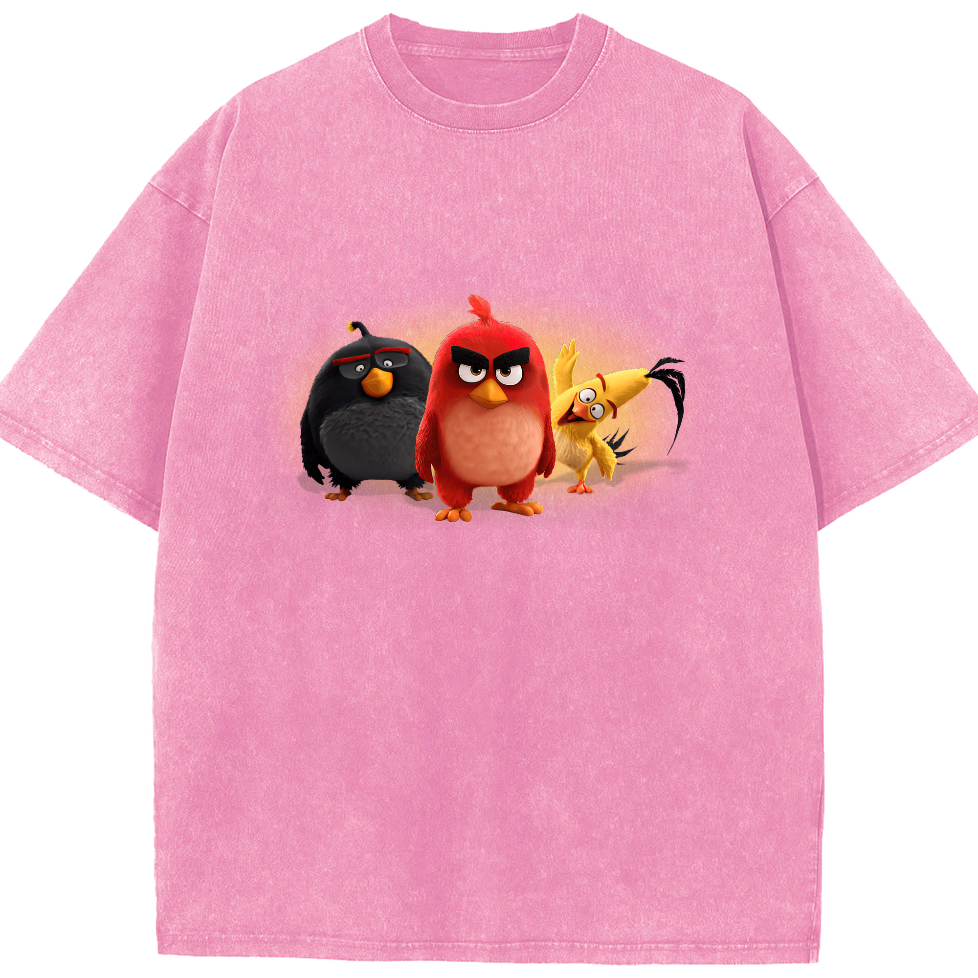 （画像用） Angry Birds アングリーバード 綿100% ヴィンテージ風 半袖Tシャツ（フロントプリント）
